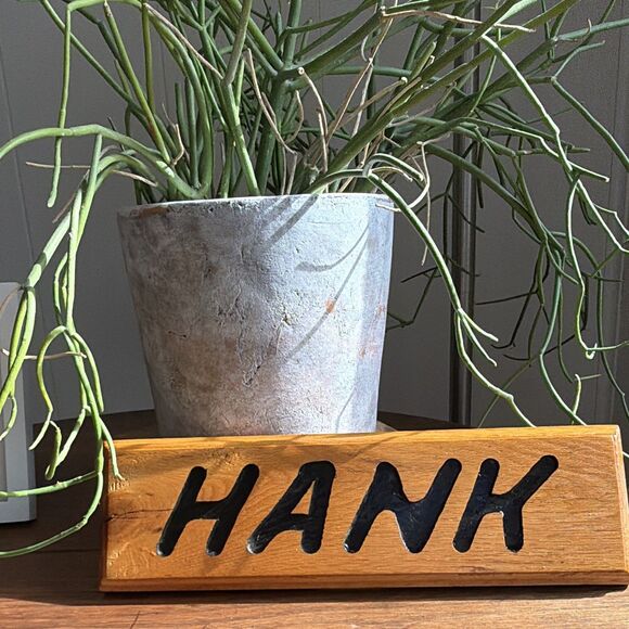 Handmade Other - Hand Carved Wood Name Plaque HANK Rustic Wooden Sign Wall Hanging Decor Art
